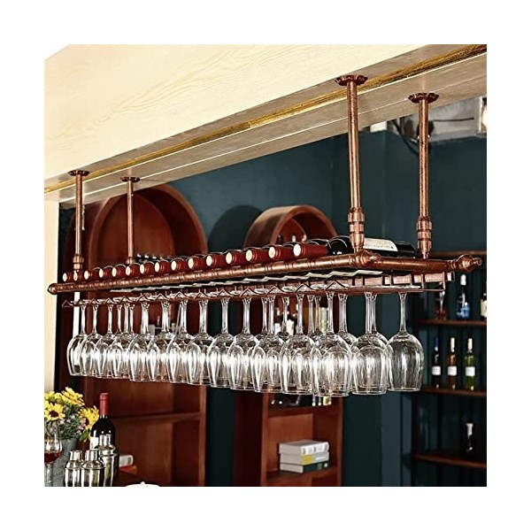 TZUFA Étagère flottante suspendue – Casier à verres à vin au plafond, casier à vin réglable en hauteur de 30 à 60 cm, casier 