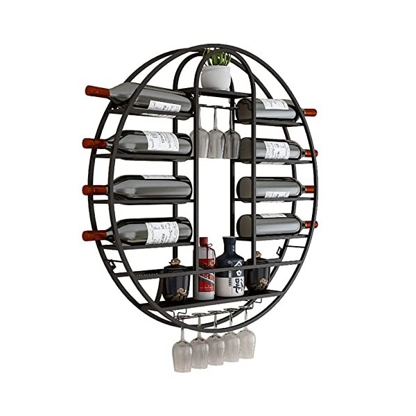 ELLiat Casier à vin mural, unité de Bar, étagères flottantes en métal, support à gobelet suspendu Simple, cloisons, casier à 