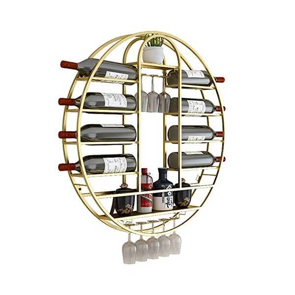 ELLiat Casier à vin mural, unité de Bar, étagères flottantes en métal, support à gobelet suspendu Simple, cloisons, casier à 