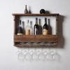 ATHUAH Casier à vin en Bois Massif, étagère de Rangement Murale pour vin, gobelets en Verre à Champagne Suspendus, Support po