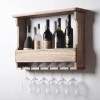 ATHUAH Casier à vin Mural de Rangement, casier à vin pour Bouteilles en Bois avec Supports en Verre à Pied, présentoir de Sto