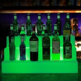 Présentoir De Bouteilles Led à 3 Niveaux, Support Déclairage Pour étagère De Bouteilles De Vin, De Boissons, De Bar, De Bois