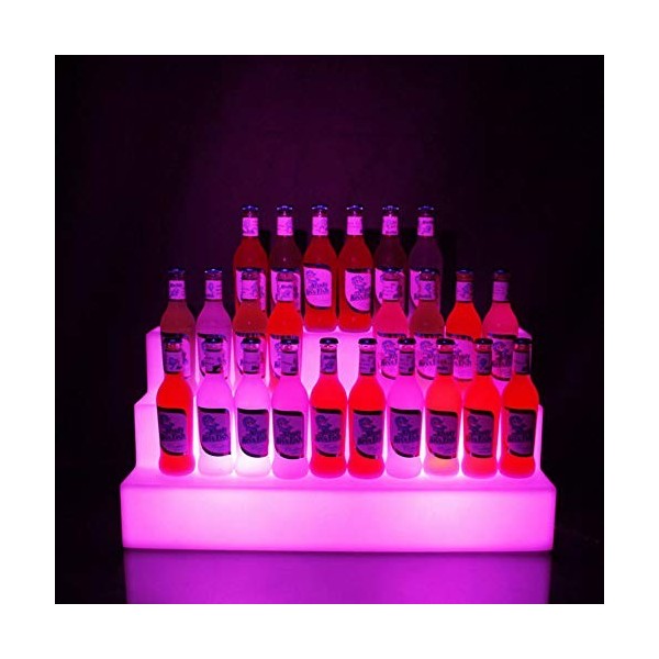 Présentoir à vin de bar, présentoir à bouteilles de vin, présentoir à bouteilles à LED à 3 niveaux, lumière colorée variable,