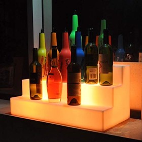 Présentoir à vin de bar, présentoir à bouteilles de vin, présentoir à bouteilles à LED à 3 niveaux, lumière colorée variable,