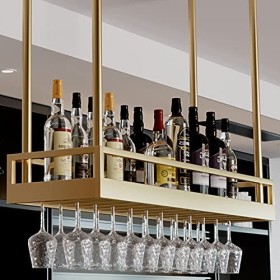 Casier à vin Mural, casier à vin Suspendu Moderne de Grande capacité en métal, casier à vin avec Support en Verre, pour Cuisi