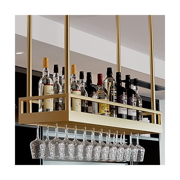 Casier à vin Mural, casier à vin Suspendu Moderne de Grande capacité en métal, casier à vin avec Support en Verre, pour Cuisi