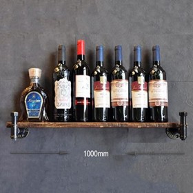 Casier à vin, Loft Tuyau en Fer forgé Mur en Bois Massif Suspendu casier à vin Bar casier à vin, présentoir Taille : 1000 mm
