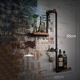 Casier à vin, loft Tuyau en Fer forgé Mur en Bois Massif Suspendu casier à vin Bar casier à vin, présentoir