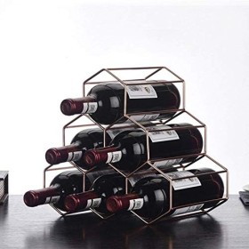 Casier à vin, casier à vin en métal pour 6 Bouteilles, Porte-Bouteille de vin en nid dabeille Portable sur Pied pour la déco
