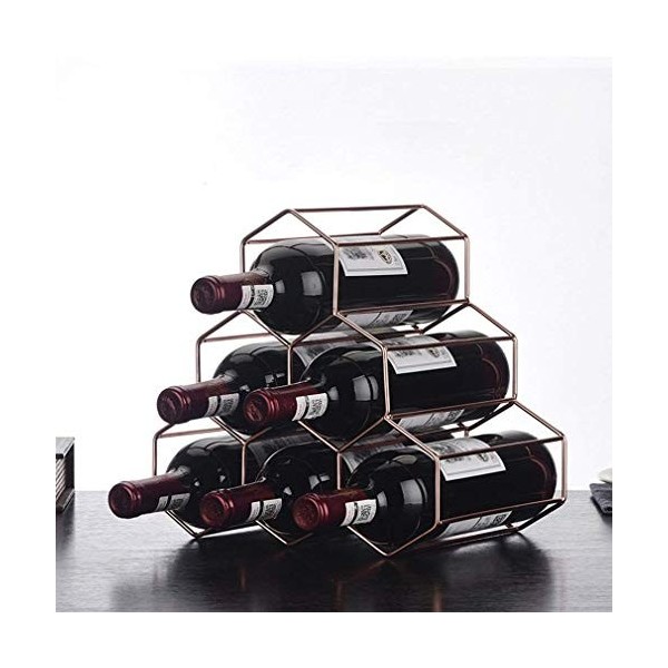 Casier à vin, casier à vin en métal pour 6 Bouteilles, Porte-Bouteille de vin en nid dabeille Portable sur Pied pour la déco