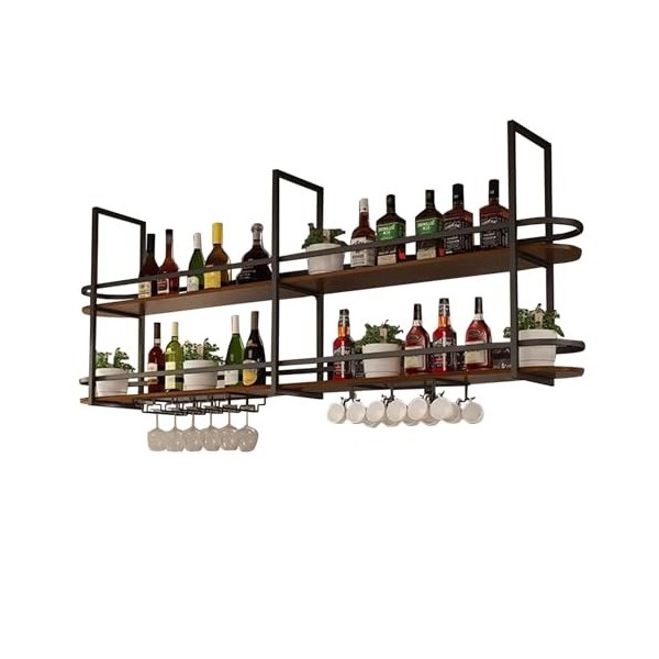 EsEntL Casier à vin monté au plafond Porte-verre à vin suspendu à lenvers pour bar Porte-vin domestique Porte-verres à pied 