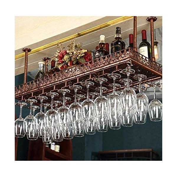 Générique Casier à vin, Bar, Restaurant, Suspendu, casier à Verres à vin, métal, Fer rétro européen Suspendu à lenvers, étag