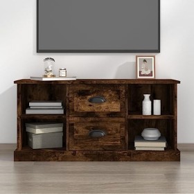 Meuble TV chêne fumé 99,5x35,5x48 cm Bois dingénierie - Table TV Support de Télévision en Bois pour Salon Chambre Salle à Ma