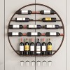 TZUFA Casier à vin Rond Mural, étagère de Stockage de vin en métal avec Support de Verre à vin, Support de Stockage de vin à 