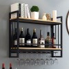 TZUFA Casier à vin Industriel, étagère à vin Murale à 2 Niveaux, métal et Bois, étagère de Stockage de vin, Support de vin Su