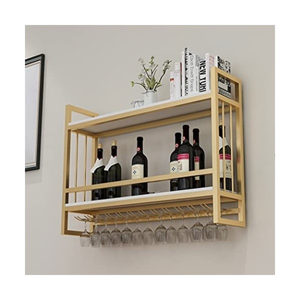 TZUFA Casier à vin Moderne à 2 Niveaux avec Support de Verre à vin, étagère à vin Suspendue en métal, étagère Flottante, prés