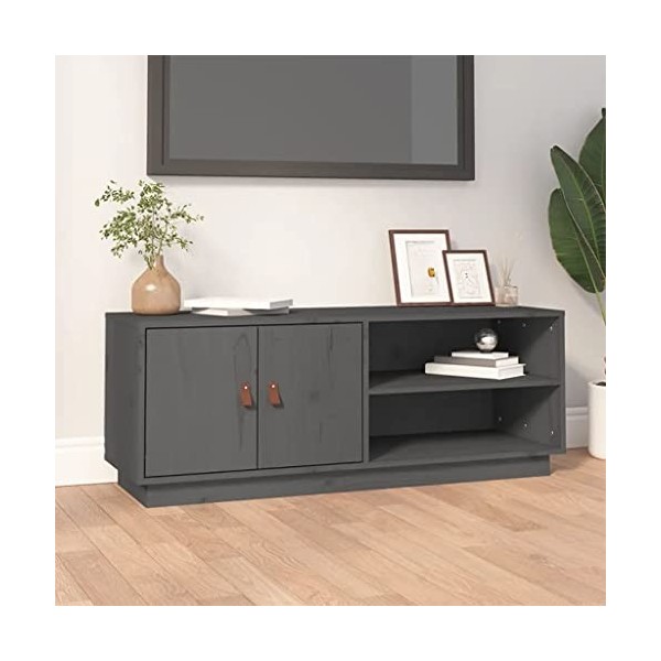 Générique Meuble TV Gris 105x34x40 cm Bois de pin Massif,11.95 KG,818222, Meubles, Meubles TV