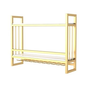 TZUFA Casier à vin Porte-Verre à vin, étagère de Rangement Murale en métal pour vin, présentoir Multifonction à 2 Niveaux pou