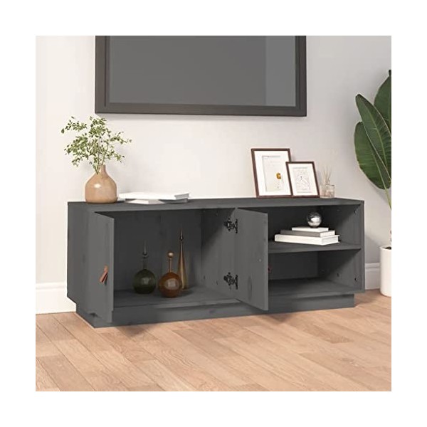 Générique Meuble TV Gris 105x34x40 cm Bois de pin Massif,11.95 KG,818222, Meubles, Meubles TV