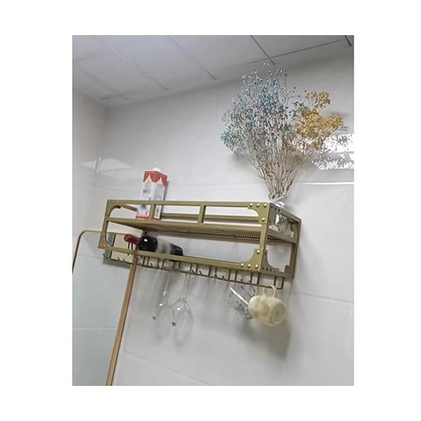 Rygcrud Support Mural Rack À Vin LED Porte-verre À Vin, Suspension Industrielle Meuble Bar Étagères Flottantes, Présentoir Po