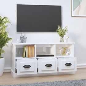 Générique Meuble TV Blanc Brillant 100x35x50 cm Bois dingénierie,25.58 KG,816290, Meubles, Meubles TV
