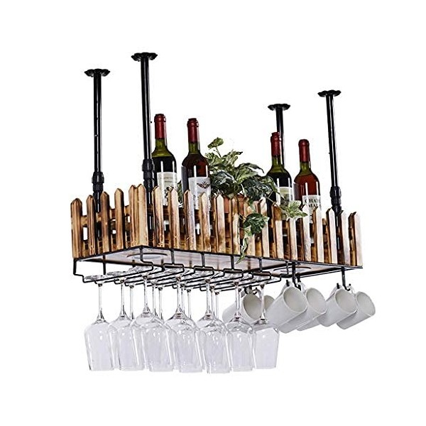 ELzEy Casier à vin Casiers à vin, Bar, Restaurant, Casier à Verres à Vin, Support Rouge pour la Maison Mural avec Support en 