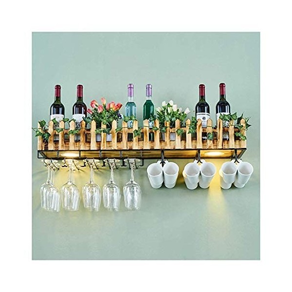 ELzEy Casier à vin Casiers à vin, Bar, Restaurant, Casier à Verres à Vin, Support Rouge pour la Maison Mural avec Support en 