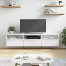 Générique Meuble TV Blanc Brillant 150x30x44,5 cm Bois dingénierie,25 KG,831262, Meubles, Meubles TV