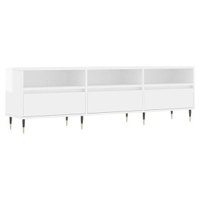 Générique Meuble TV Blanc Brillant 150x30x44,5 cm Bois dingénierie,25 KG,831262, Meubles, Meubles TV