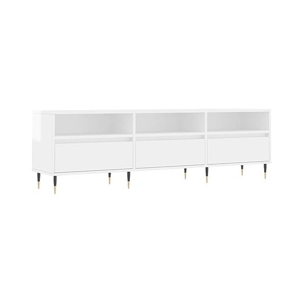 Générique Meuble TV Blanc Brillant 150x30x44,5 cm Bois dingénierie,25 KG,831262, Meubles, Meubles TV