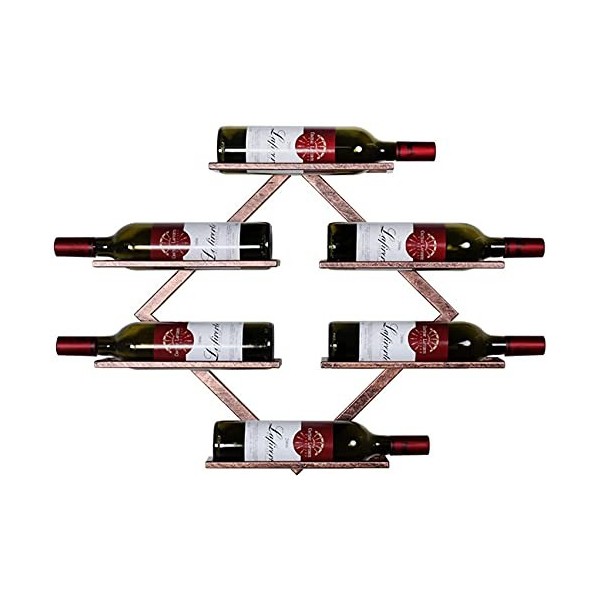 ELzEy Casier à vin monté Support Mural de Bar à vin, 6 Supports de Stockage de Bouteilles, étagère de décoration en Fer en mé