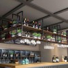 EsEntL Casier à vin monté au plafond Porte-verre à vin à lenvers Cintre de bar domestique Porte-verres à pied Porte-bouteill