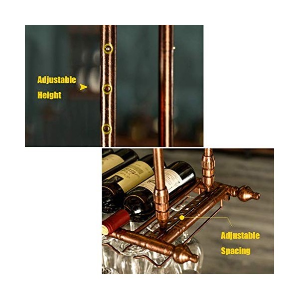 PJQUEKAIPJ Casier à vin de bar, casier à bouteilles de vin mural pour restaurant, support à verres à vin réglable, support à 