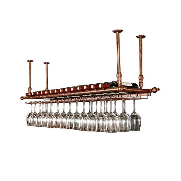 PJQUEKAIPJ Casier à vin, Bar, Restaurant, Suspendu, casier à Verres à vin, Porte-Bouteilles de vin de Type Plafond rétro, Sup