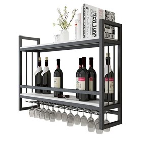 TZUFA Casier à vin Mural Moderne à 2 Niveaux, Support de Bouteille de vin en métal Suspendu, Support de Stockage de vin à la 