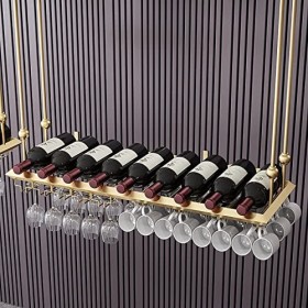 TZUFA Casier à vin Casier à Bouteilles de vin en métal Industriel - Casier à vin Suspendu au Plafond, Vintage Rustique, Haute