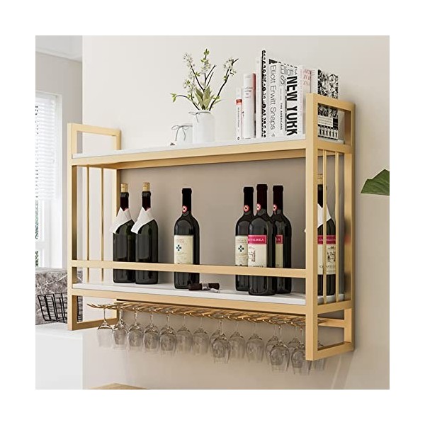 TZUFA Casier à vin mural Porte-verre à vin, étagère de stockage de vin en métal à 2 niveaux, bar de stockage de vin à domicil
