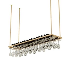 TZUFA Étagère à vin en métal, étagère de stockage de vin suspendue, support de verre à vin de décoration de plafond, pour bar