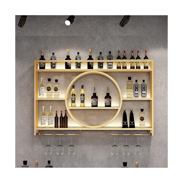 ELLiat Casier à vin Mural Moderne, unité de Bar, étagères flottantes, Support en Verre, présentoir en Fer, présentoir Suspend