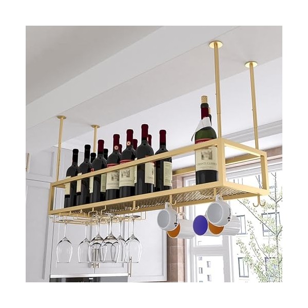 AARONG Casier à vin autoportant, casier à vin Mural, casier à vin au Plafond, casier à vin Suspendu avec Support en Verre et 