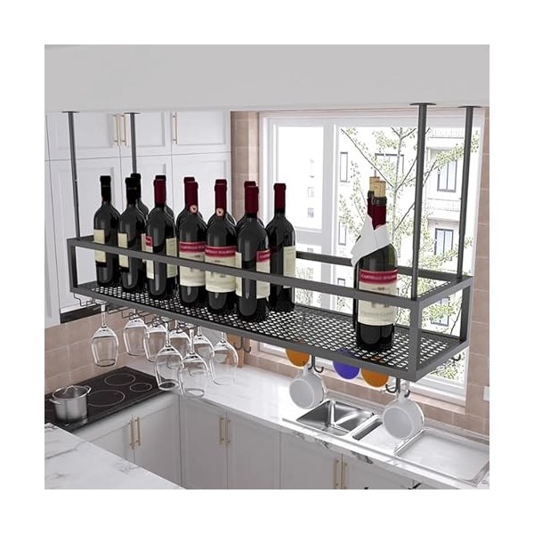 AARONG Casier à vin autoportant, casier à vin Mural, casier à vin au Plafond, casier à vin Suspendu avec Support en Verre et 