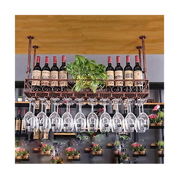 Boxbit Casier à vin, Bar, Restaurant, Suspendu, casier à Verres à vin, Suspendu, Fer rétro européen Suspendu à lenvers, étag