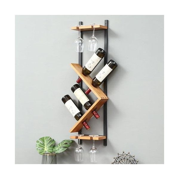 Casier à vin mural Étagère murale Armoire à vin Casier à verres à vin Support en bois et en métal Restaurant créatif Casier à