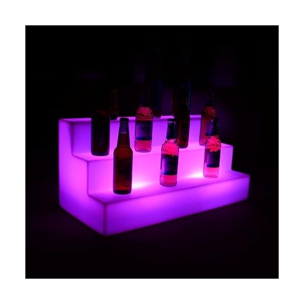 GJLRS Présentoir à Bouteilles LED, casier à vin Lumineux Variable à 3 Niveaux de lumière colorée, pour bière, vins, champagne