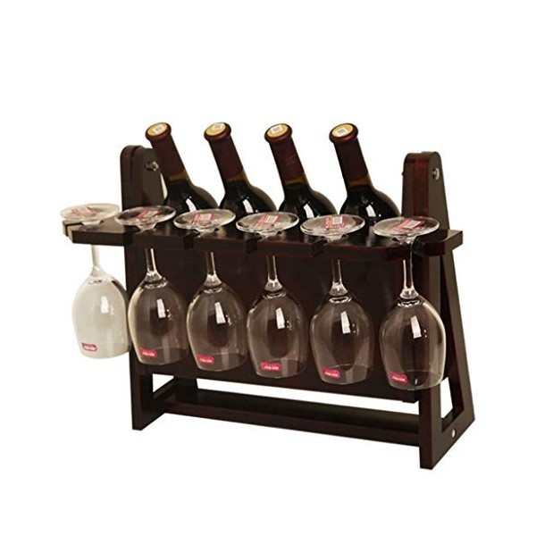 Casier à vin Casier à vin en Bois sur Pied, Bouteille de vin et Support en Verre de comptoir de Table, Organisateur de Stocka