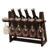 Casier à vin Casier à vin en Bois sur Pied, Bouteille de vin et Support en Verre de comptoir de Table, Organisateur de Stocka