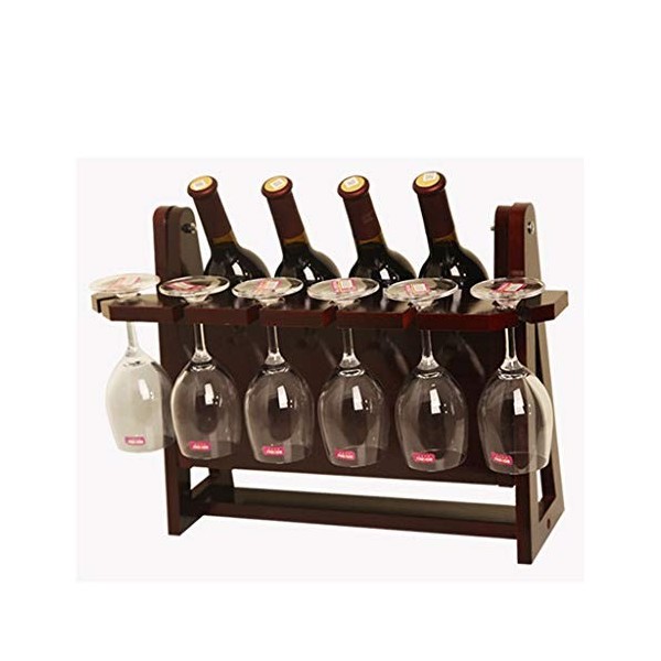 Casier à vin Casier à vin en Bois sur Pied, Bouteille de vin et Support en Verre de comptoir de Table, Organisateur de Stocka