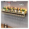 Étagère à Vin Murale Étagères Flottantes For Unité De Bar, Casier À Vin Mural De Style Industriel À 2 Couches, Casier À Verre