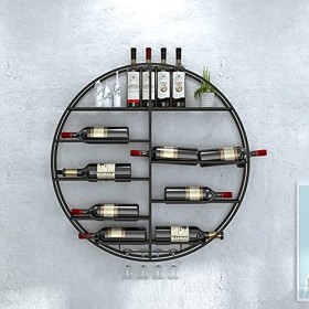 Casier à vin Mural Rond Noir - Porte-gobelet en Verre élégant et étagère de présentation pour Bouteilles de vin, comptoir de 
