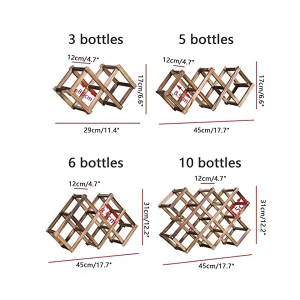 Casier à vin à 3 Bouteilles, casier à vin en Bois casier à vin autoportant, Protecteur de casier à vin Pliable, présentoir à 